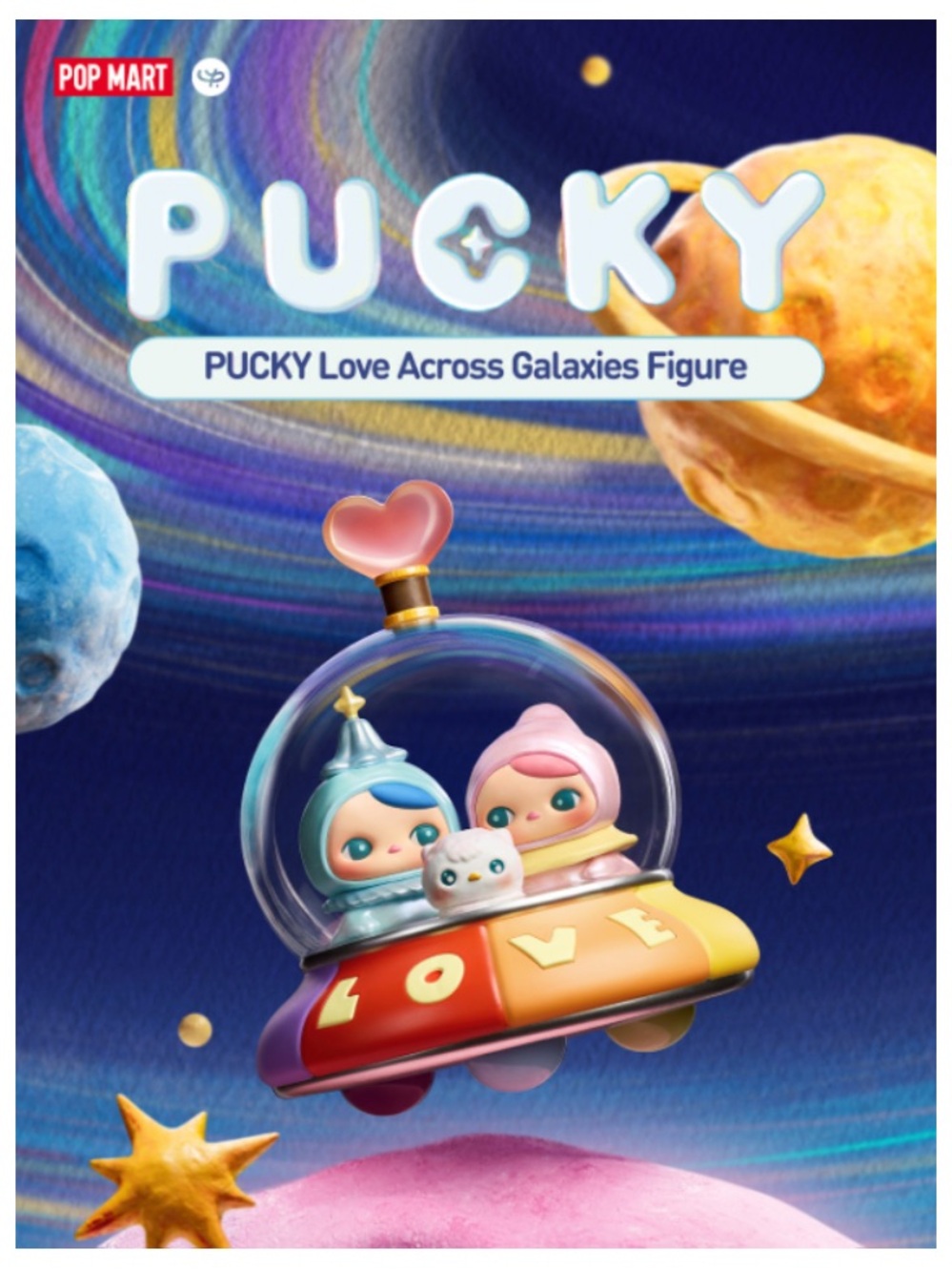 PUCKY Love Across Galaxies Limited Edition Figure by POP MART - Rainbow Light Up